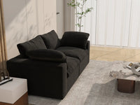 WJS Home 2 Piece Cotton and Linen Black Loveseats 80 Storage Ottoman 2 Seater_7