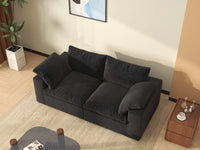 WJS Home 2 Piece Cotton and Linen Black Loveseats 80 Storage Ottoman 2 Seater_8