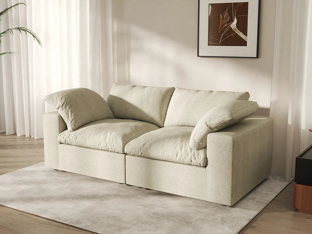 WJS Home 2 Piece Cotton and Linen Khaki Loveseats 80 Removable _ Washable Covers 2 Seater_1