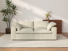 Deluxe Premium Cloud Sectional Sofas | 2-Piece Cotton and Linen Khaki Loveseats 80" Removable & Washable Covers 2-Seater