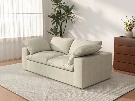 WJS Home 2 Piece Cotton and Linen Khaki Loveseats 80 Removable _ Washable Covers 2 Seater_3