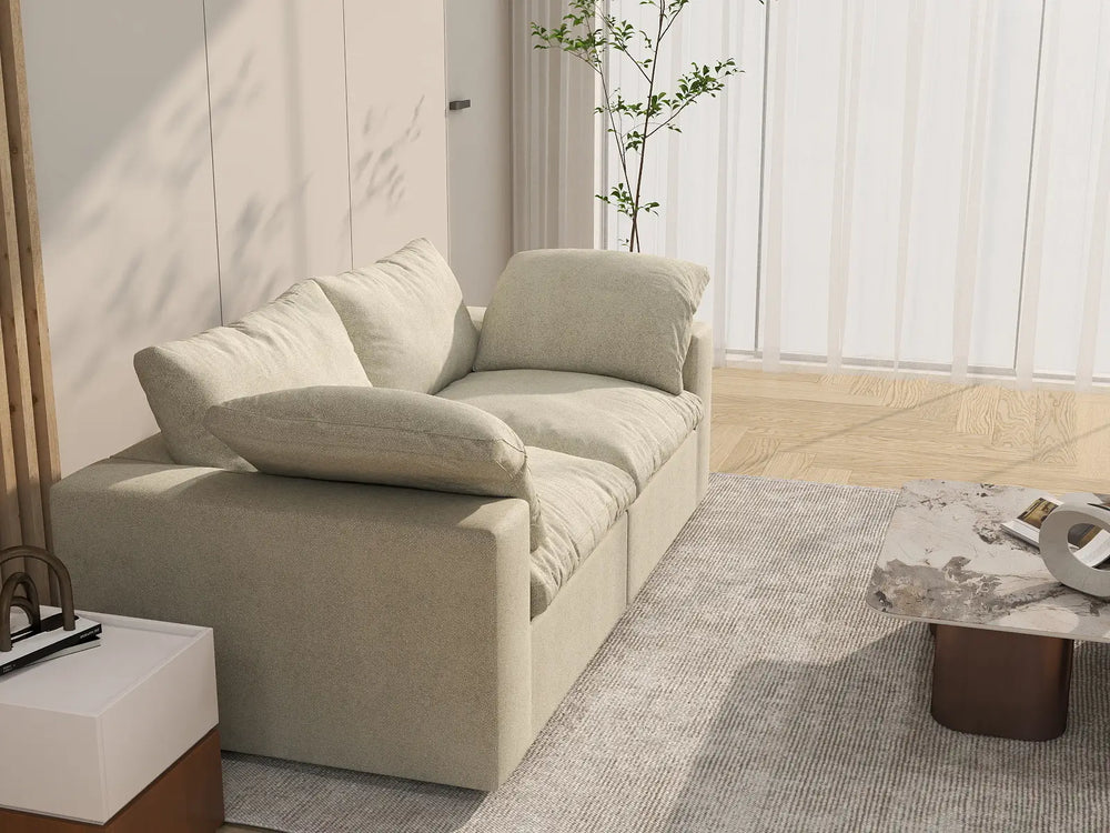 WJS Home 2 Piece Cotton and Linen Khaki Loveseats 80 Removable _ Washable Covers 2 Seater_7