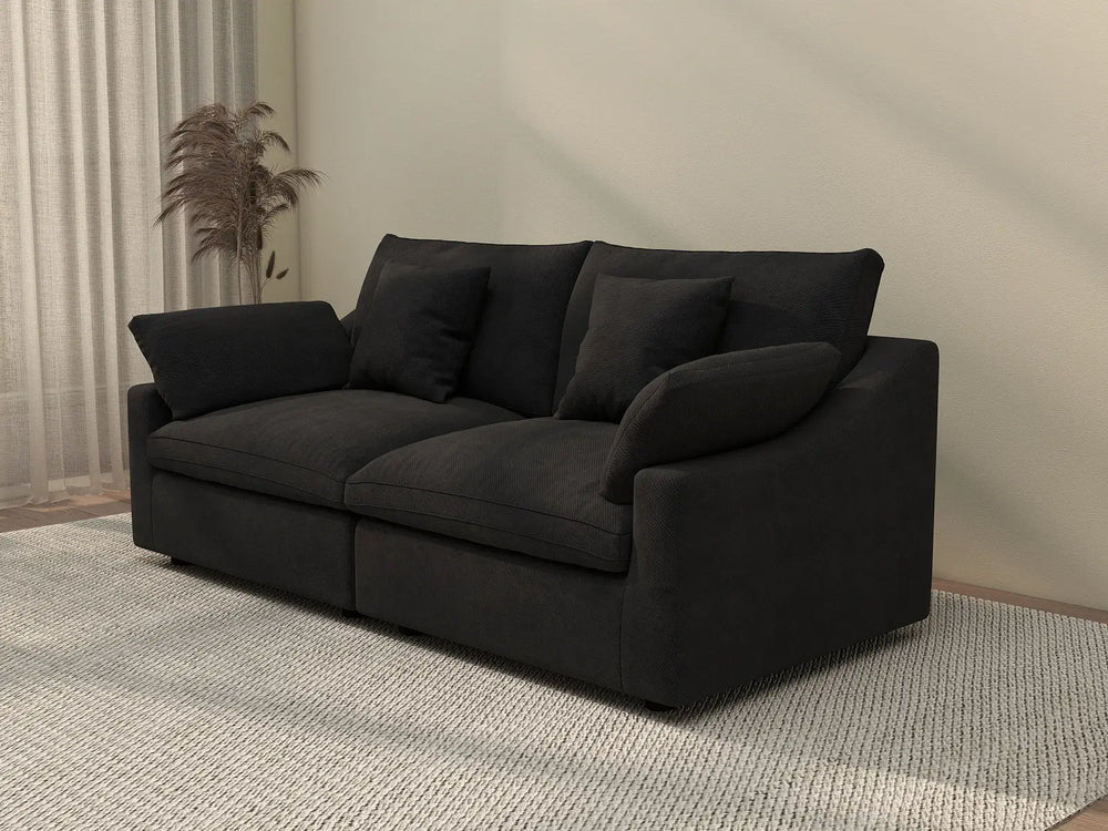WJS Home 2 Piece Linen Black Loveseats 80 Modular Design 2 Seater_3