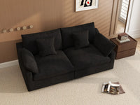 WJS Home 2 Piece Linen Black Loveseats 80 Modular Design 2 Seater_8