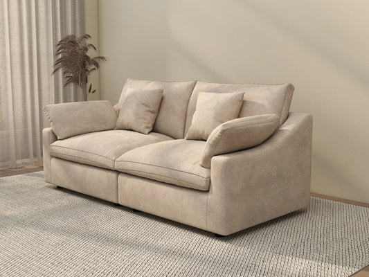 WJS Home 2 Piece Linen Khaki Loveseats 2 Seater_3