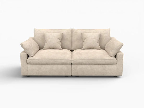Deluxe Slope Cloud Sectional Sofa Covers | Khaki Chenille and Linen Sofa Cover for 2-Seater