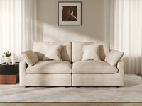 WJS Home 2 Piece Linen Khaki Loveseats 2 Seater_6