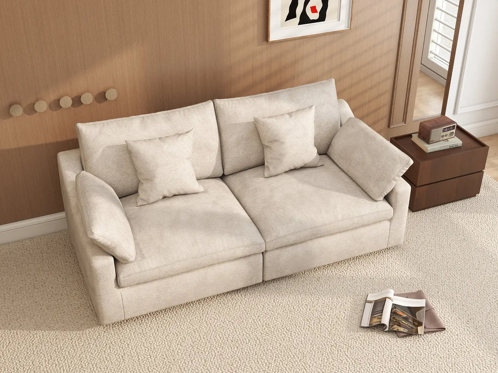 WJS Home 2 Piece Linen Khaki Loveseats 2 Seater_7