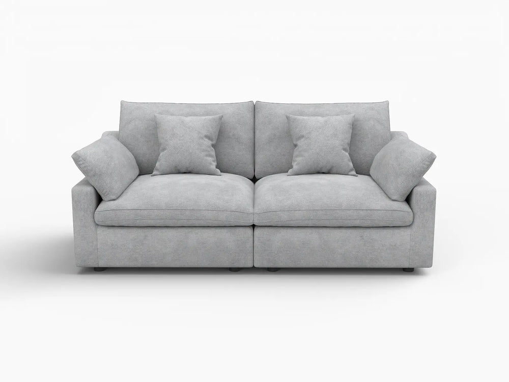 WJS Home 2 Piece Linen Light Grey Loveseats 80 Modular Design 2 Seater_4