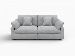 Deluxe Slope Cloud Sectional Sofa Covers | Light Grey Chenille and Linen Sofa Cover for 2-Seater