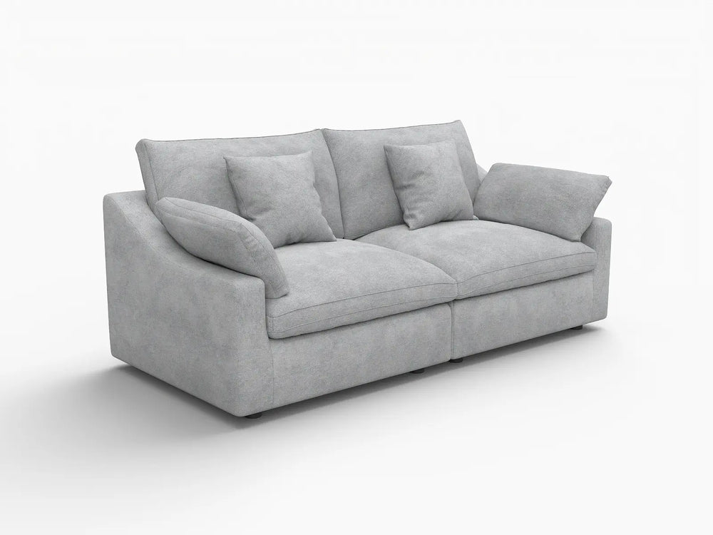 WJS Home 2 Piece Linen Light Grey Loveseats 80 Modular Design 2 Seater_5