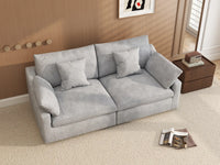 WJS Home 2 Piece Linen Light Grey Loveseats 80 Modular Design 2 Seater_7