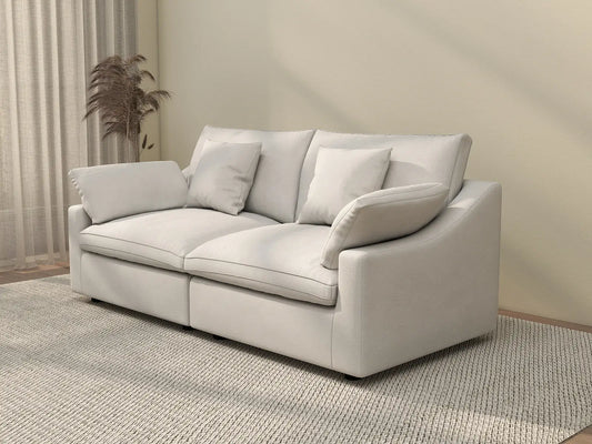 WJS Home 2 Piece Linen White Loveseats 80 Modular Design 2 Seater_3