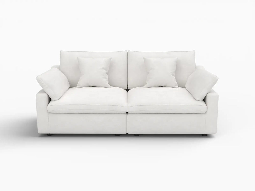 WJS Home 2 Piece Linen White Loveseats 80 Modular Design 2 Seater_4