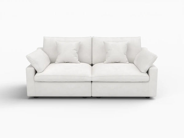 Deluxe Slope Cloud Sectional Sofa Covers | White Chenille and Linen Sofa Cover for 2-Seater