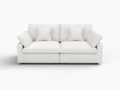 Deluxe Slope Cloud Sectional Sofa Covers | White Chenille and Linen Sofa Cover for 2-Seater