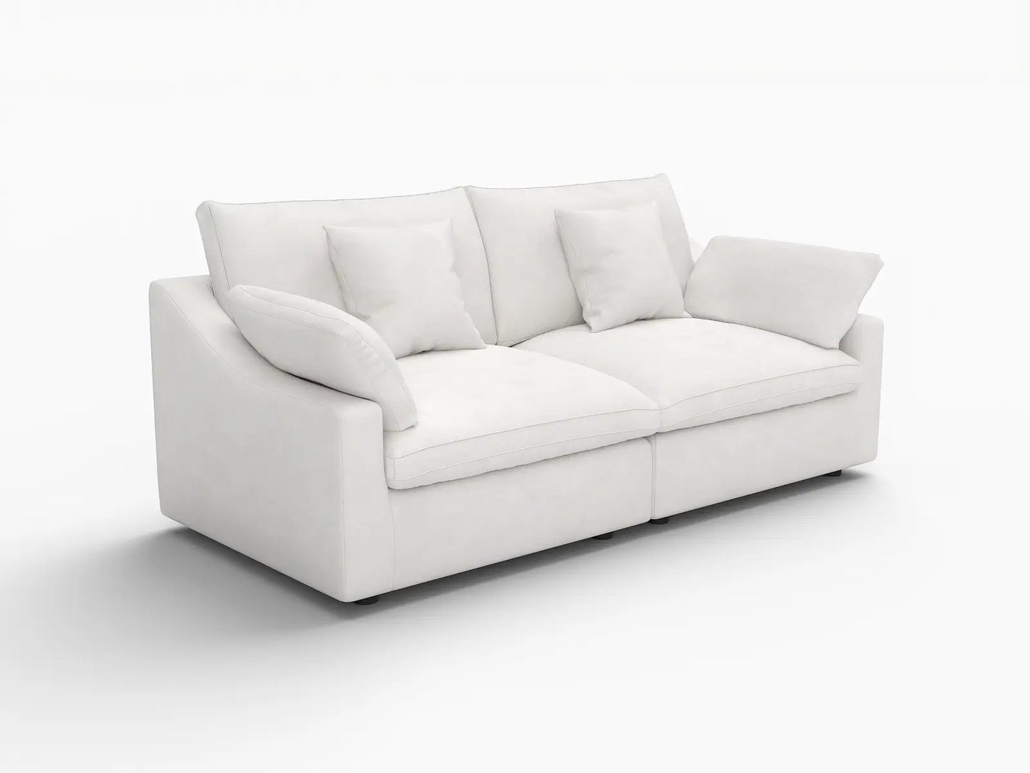 WJS Home 2 Piece Linen White Loveseats 80 Modular Design 2 Seater_5