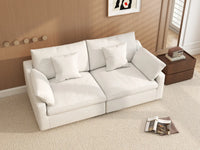 WJS Home 2 Piece Linen White Loveseats 80 Modular Design 2 Seater_7
