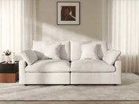 WJS Home 2 Piece Linen White Loveseats 80 Modular Design 2 Seater_8