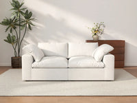 WJS Home 2 PieceCottonandLinenWhiteLoveseats80StorageOttoman2 Seater_2
