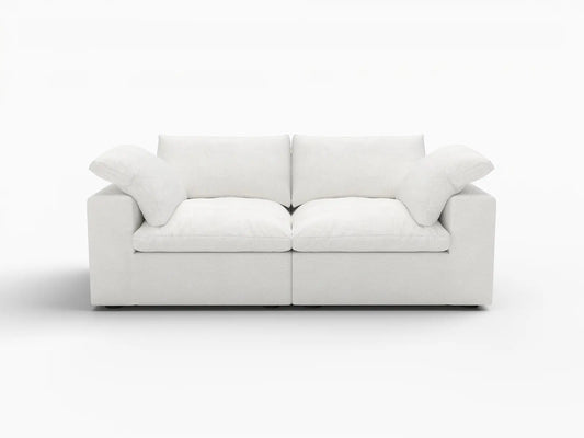 WJS Home 2 PieceCottonandLinenWhiteLoveseats80StorageOttoman2 Seater_4