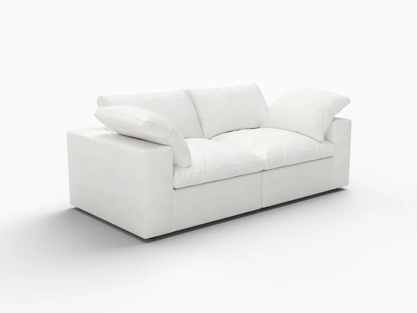 WJS Home 2 PieceCottonandLinenWhiteLoveseats80StorageOttoman2 Seater_5