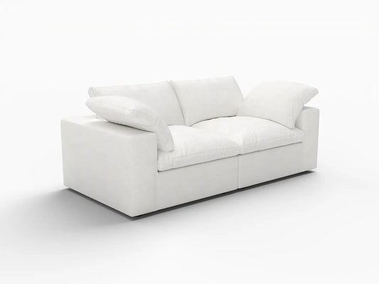 WJS Home 2 PieceCottonandLinenWhiteLoveseats80StorageOttoman2 Seater_5