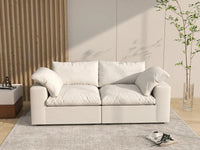 WJS Home 2 PieceCottonandLinenWhiteLoveseats80StorageOttoman2 Seater_6