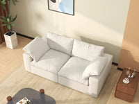 WJS Home 2 PieceCottonandLinenWhiteLoveseats80StorageOttoman2 Seater_8