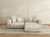 WJS Home 3 Piece Beige Corduroy Chaise Sectionals 2 Seater_2