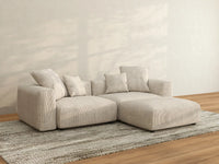 WJS Home 3 Piece Beige Corduroy Chaise Sectionals 2 Seater_3