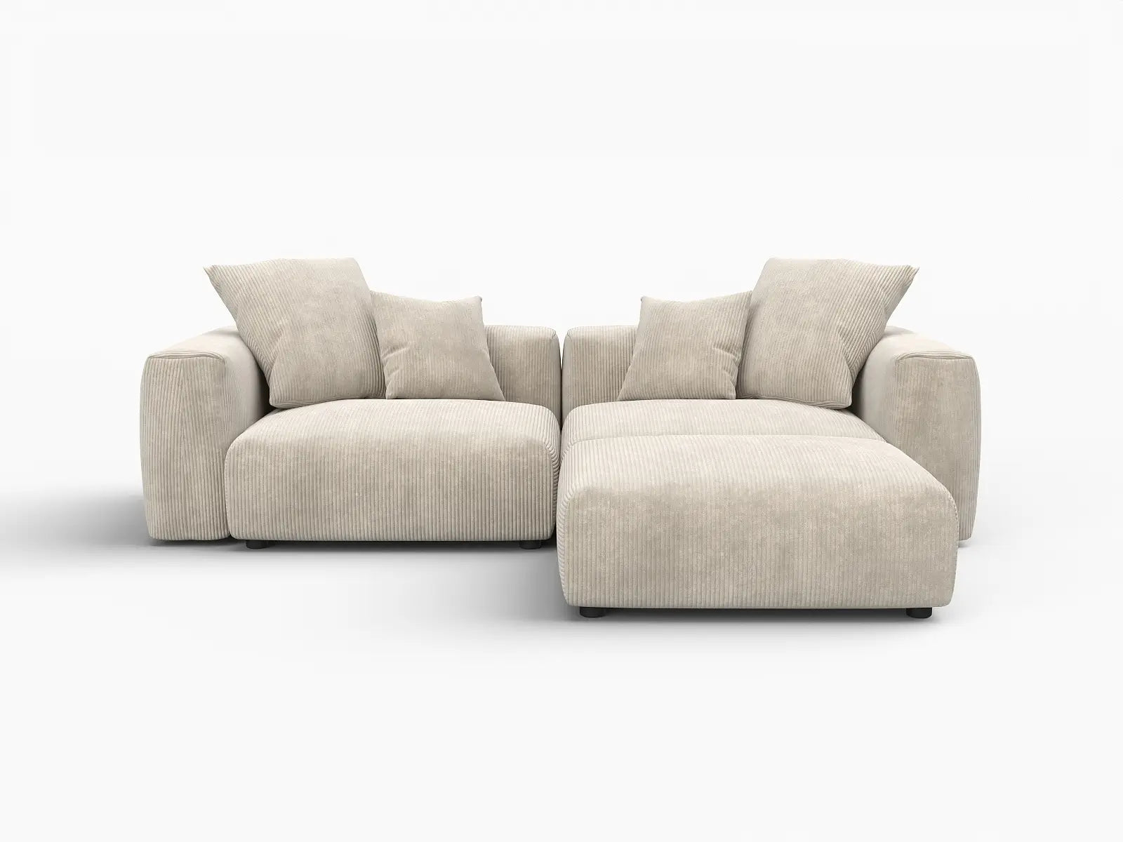 Matrix Modern Modular Sofas Covers | Corduroy Beige Sofa Cover for 2-Seater With Ottoman