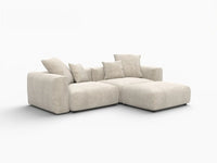 WJS Home 3 Piece Beige Corduroy Chaise Sectionals 2 Seater_5