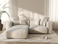 WJS Home 3 Piece Beige Corduroy Chaise Sectionals 2 Seater_6