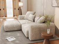 WJS Home 3 Piece Beige Corduroy Chaise Sectionals 2 Seater_7