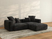 WJS Home 3 Piece Black Corduroy Chaise Sectionals 2 Seater_2