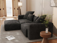 WJS Home 3 Piece Black Corduroy Chaise Sectionals 2 Seater_7