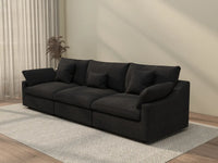 WJS Home 3 Piece Black Linen Couch Sectionals 3 Seater_3