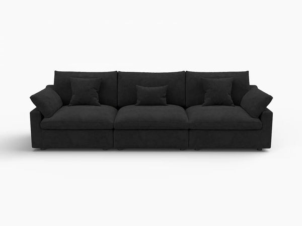Fundas de sofá seccional Deluxe Slope Cloud | Funda de sofá de chenilla y lino negro para 3 plazas