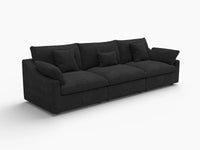 WJS Home 3 Piece Black Linen Couch Sectionals 3 Seater_5
