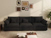 WJS Home 3 Piece Black Linen Couch Sectionals 3 Seater_6