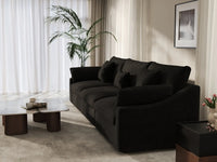 WJS Home 3 Piece Black Linen Couch Sectionals 3 Seater_7