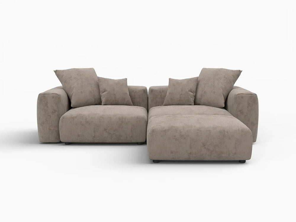 WJS Home 3 Piece Brown Corduroy Chaise Sectionals 2 Seater_4