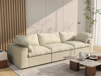 WJS Home 3 Piece Cotton and Linen Khaki Couch Sectionals 120 Cloud Like Comfort 3 Seater_1