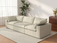 WJS Home 3 Piece Cotton and Linen Khaki Couch Sectionals 120 Cloud Like Comfort 3 Seater_3