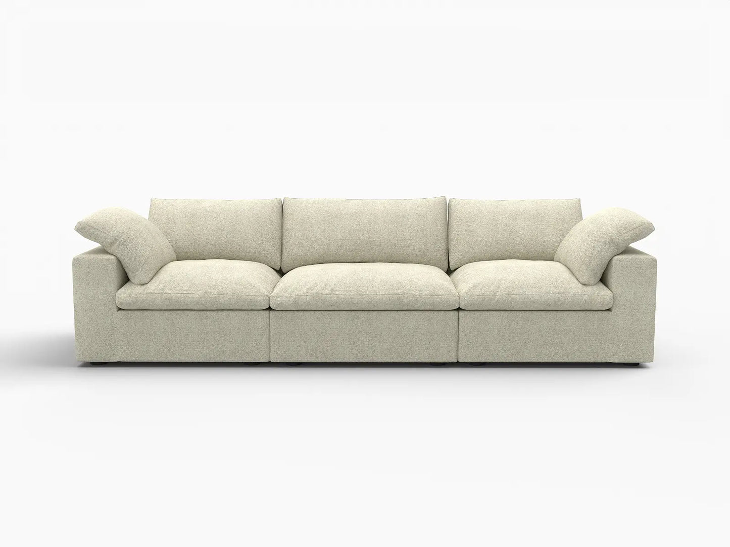 WJS Home 3 Piece Cotton and Linen Khaki Couch Sectionals 120 Cloud Like Comfort 3 Seater_4