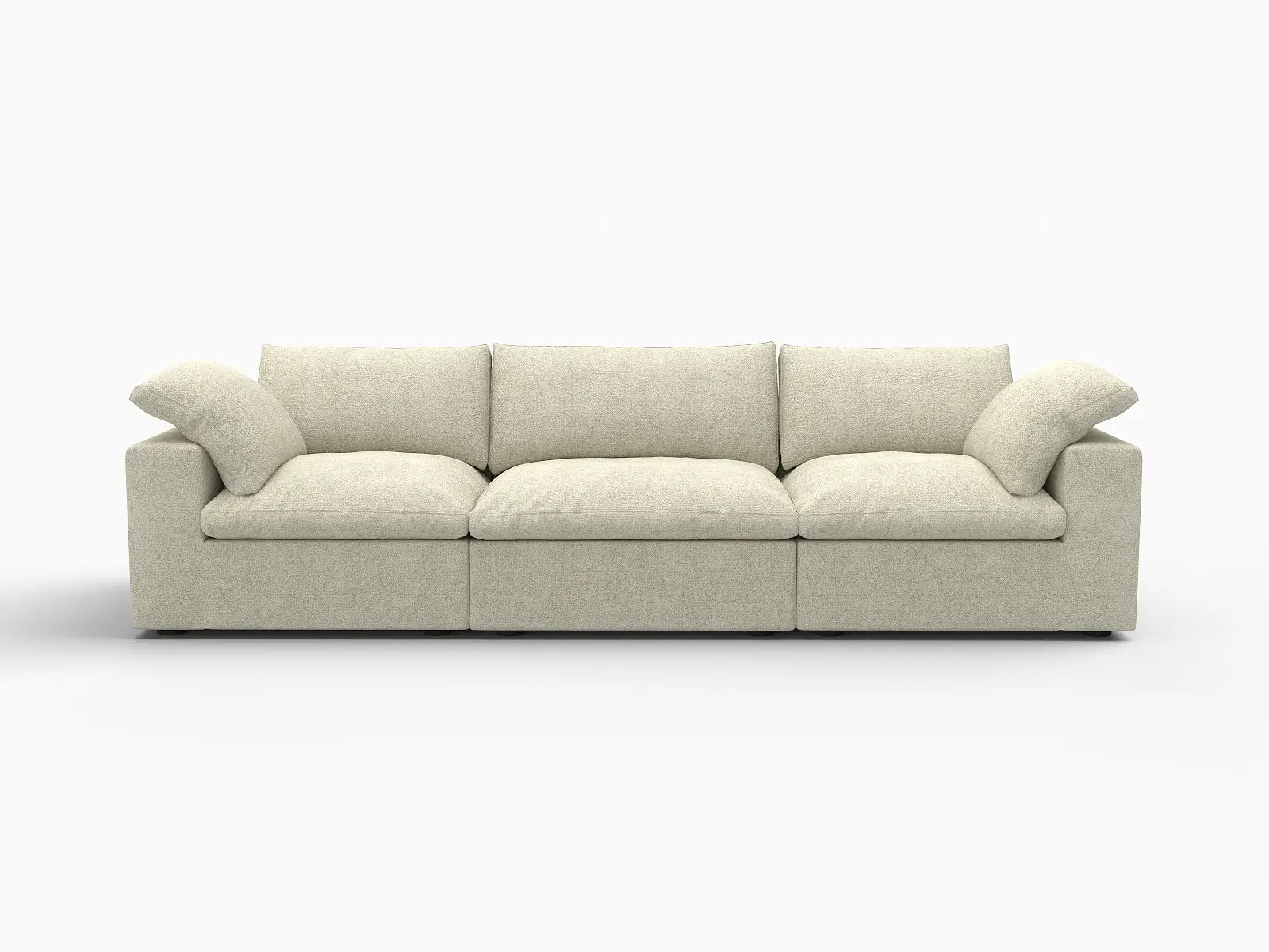 WJS Home 3 Piece Cotton and Linen Khaki Couch Sectionals 120 Cloud Like Comfort 3 Seater_4