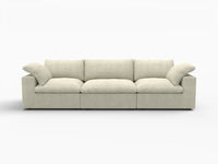 WJS Home 3 Piece Cotton and Linen Khaki Couch Sectionals 120 Cloud Like Comfort 3 Seater_4