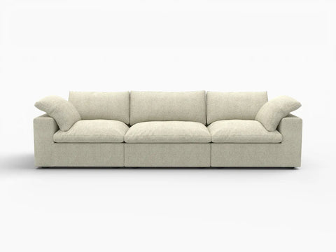 Deluxe Premium Cloud Sectional Sofas Covers | Khaki Cotton and Linen Sofa Cover for 3-Seater