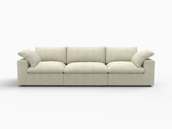 Deluxe Premium Cloud Sectional Sofas Covers | Khaki Cotton and Linen Sofa Cover for 3-Seater